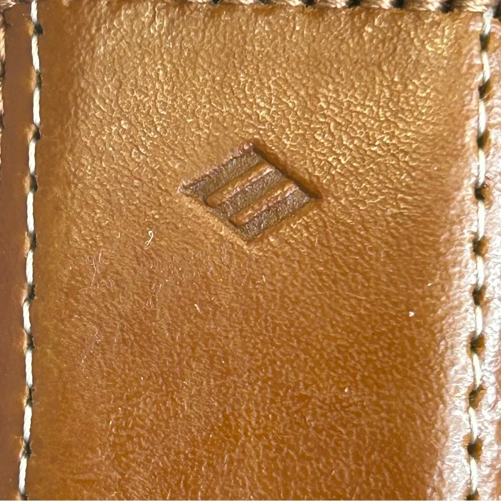 Joseph Abboud Camel Tan Leather Dress Belt 44/110 Brushed Nickel Buckle Classic